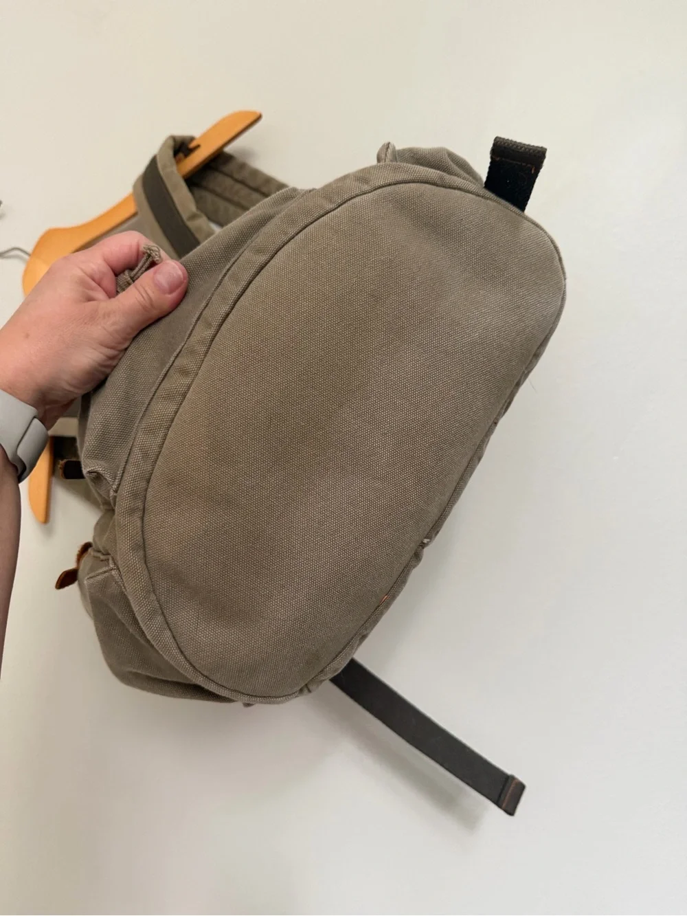 Vintage Canvas Backpack Leather Rucksack Knapsack Tote Satch
